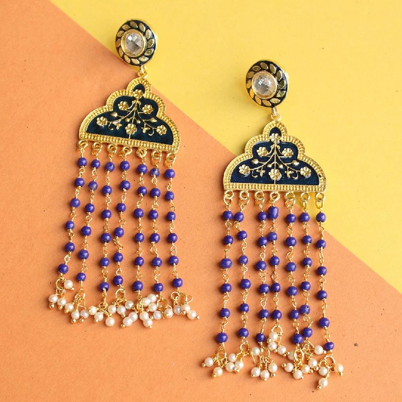 Stylish hoop earrings for casual outfits -Floral Tassels Meenakari Earring