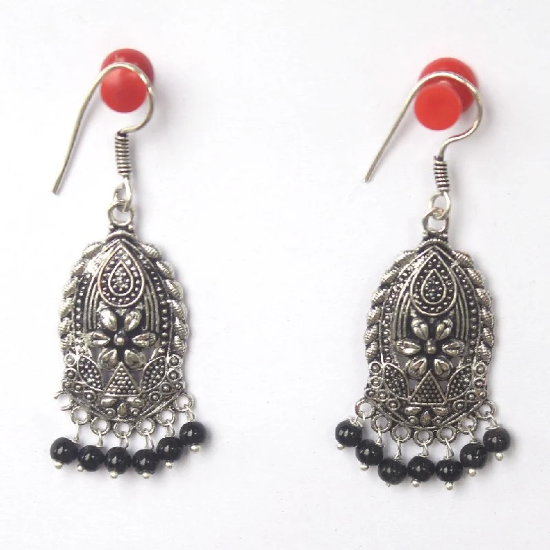 Sparkling crystal earrings for special occasions -German Silver Beads Hanging Earring Black