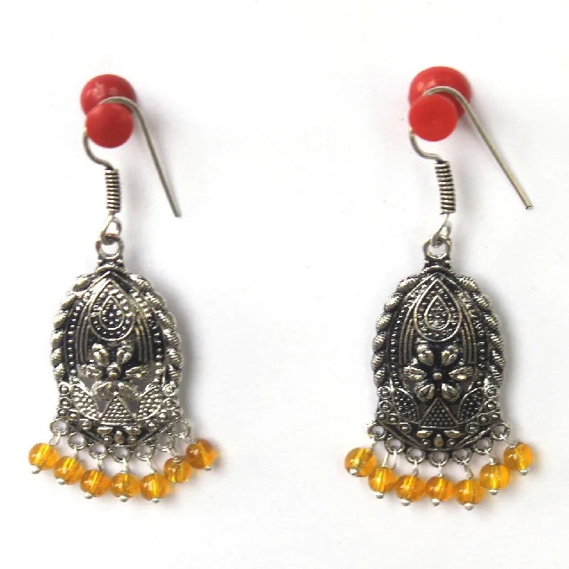 Designer silver earrings for high-end style -German Silver Beads Hanging Earring Trans Yellow