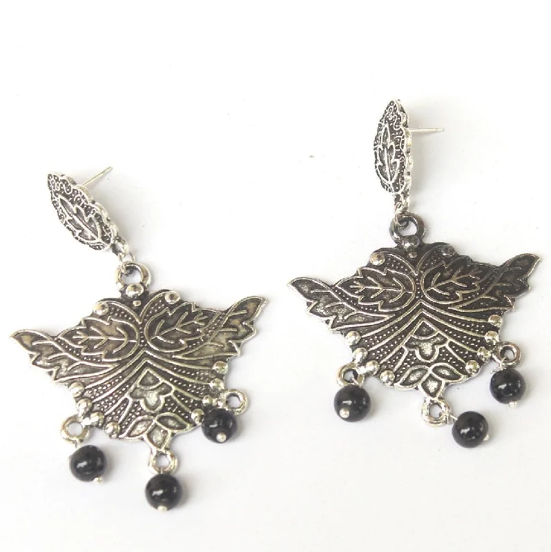 Rose gold earrings for sophisticated charm -German Silver Beads Hanging Stylish Earring Black