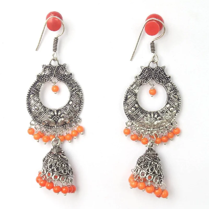 Swarovski crystal earrings for extra sparkle -German Silver Chandibali Earring Jhumkas Orange