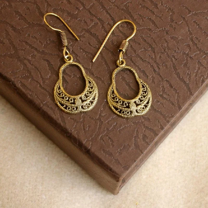 Bohemian silver earrings for earthy style -German Silver Earring Gold