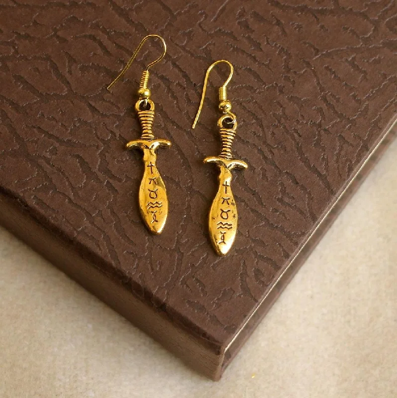 Feather earrings for boho chic outfits -German Silver Earring Gold