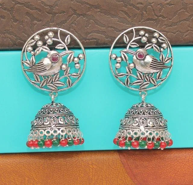 Geometric earrings for modern style -German Silver Jhumka Earring