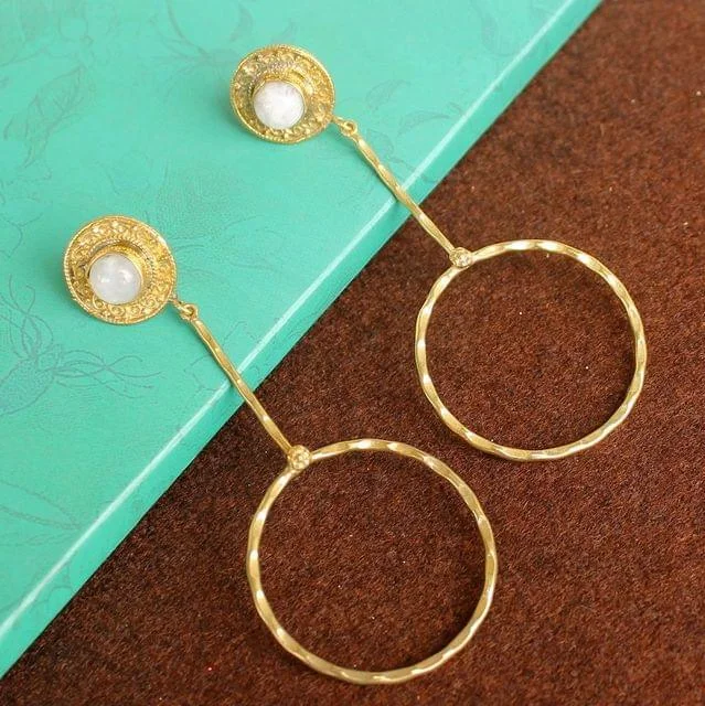 Lightweight hoop earrings for comfort and style -Gold Plated Gemstone Danglers Earring