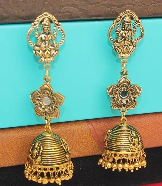 Stylish hoop earrings for casual outfits -Gold Plated German Silver Jhumka Earring