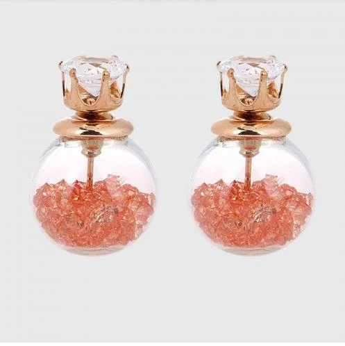 Stylish diamond earrings for upscale events -GP Orange Glass Stud Earrings