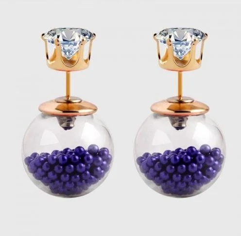 Gold ear cuffs for a bold fashion statement -GP Violet Glass Stud Earrings