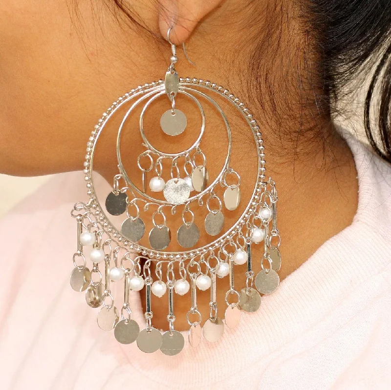 Crystal drop earrings for formal occasions -Hoop Earring Silver