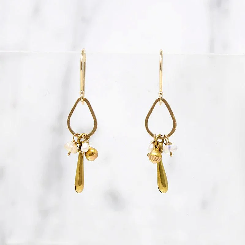 Trendy hoop earrings for stylish women -Lively Pearl, Opal & Gold Dangle Earrings by brunet