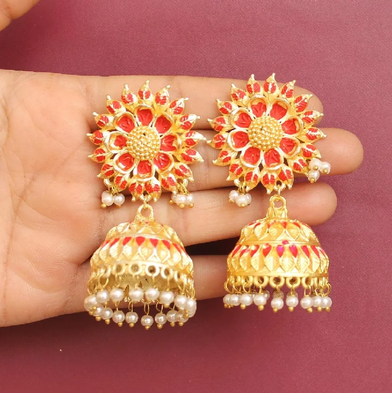 Chic diamond stud earrings for elegant looks -Matte Finish Meenakari Ethnic Designer Jhumka Earrings