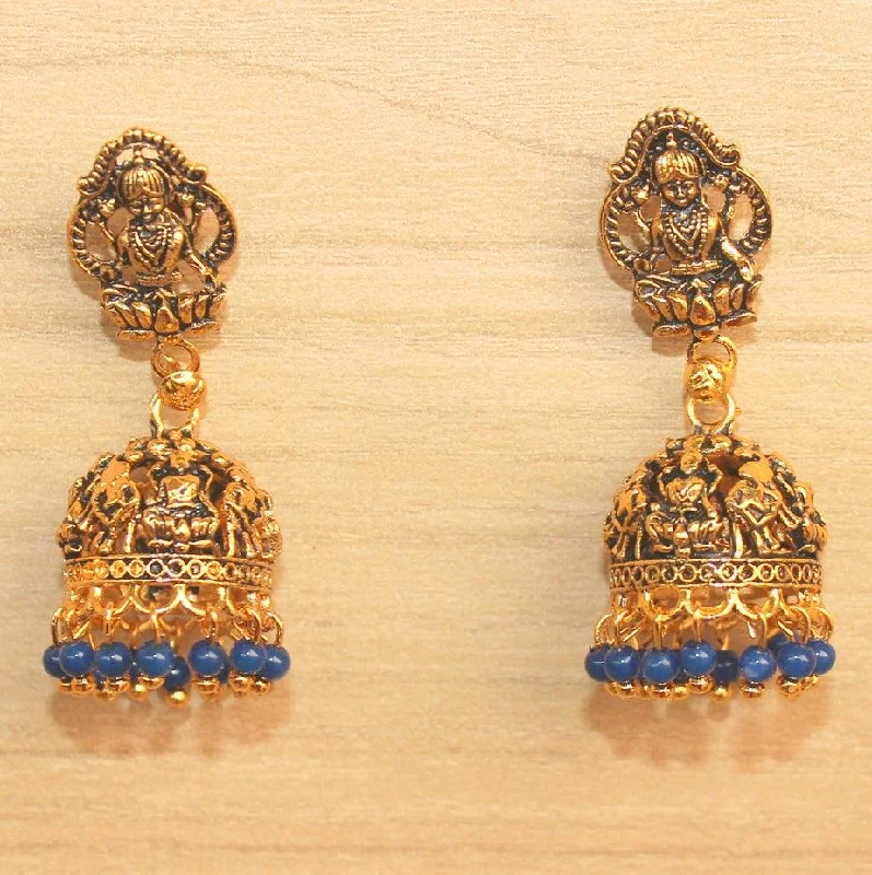 Small silver earrings for subtle elegance -Meenakari Jhumka Earrings Blue