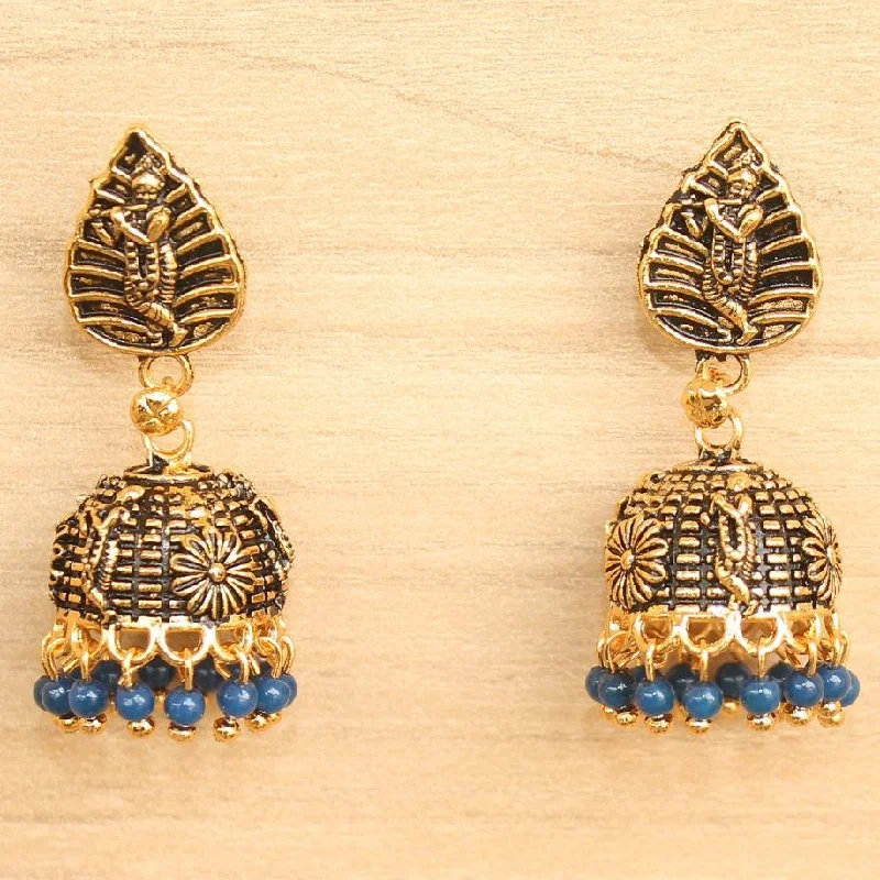 Statement earrings for standout looks -Meenakari Jhumka Earrings Blue