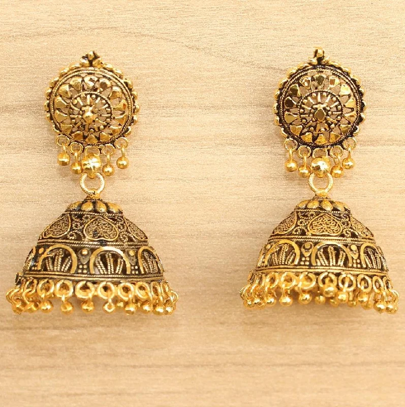 Silver and gemstone earrings for unique designs -Meenakari Jhumka Earrings Golden