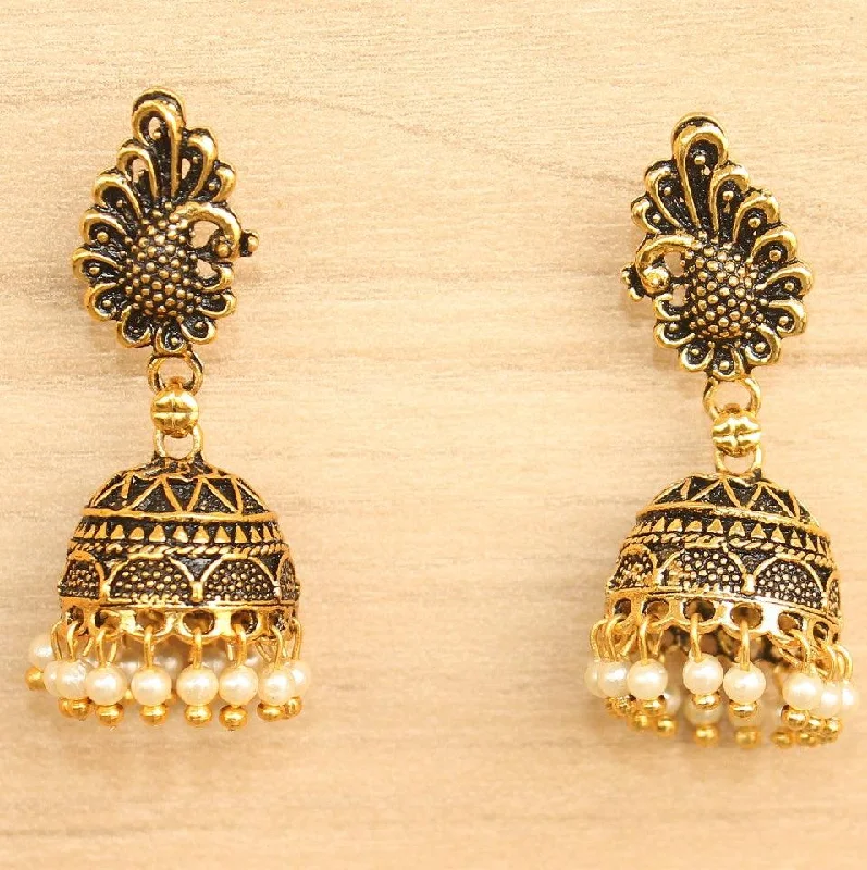 Minimalist gold earrings for casual chic -Meenakari Jhumka Earrings White