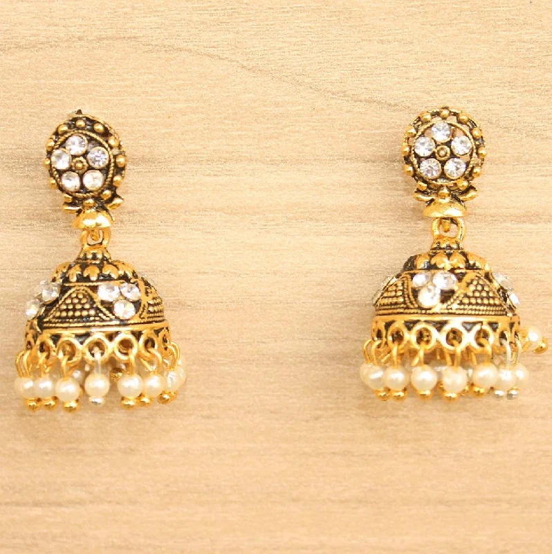 Elegant gold earrings for refined looks -Meenakari Jhumka Earrings White