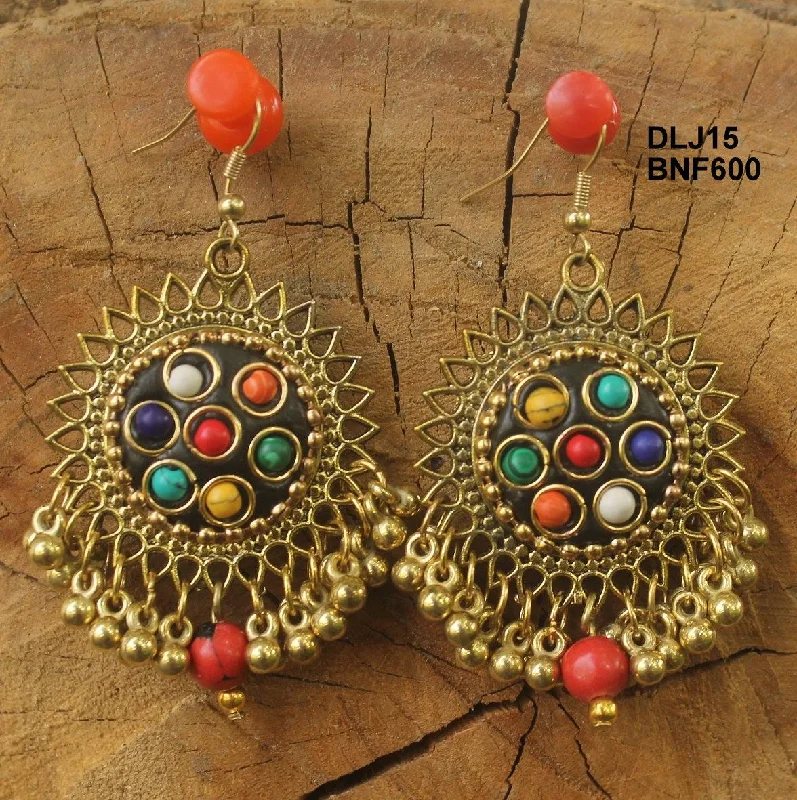 Colorful resin earrings for playful accents -Metal Trendy Earring Golden