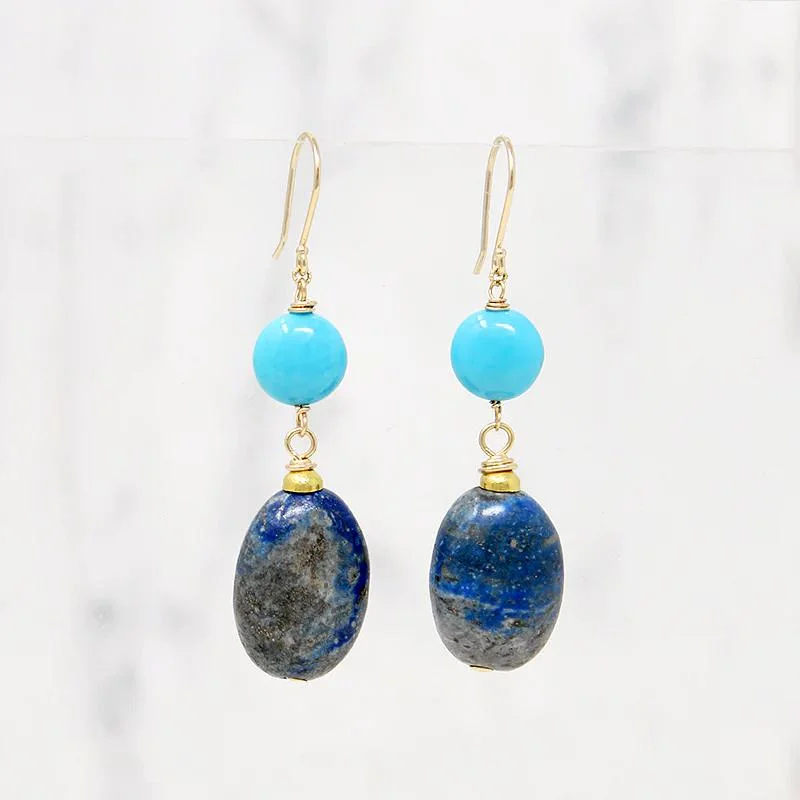 Sparkling pearl earrings for glamorous appeal -Moody Blues Turquoise & Sodalite Earrings by brunet