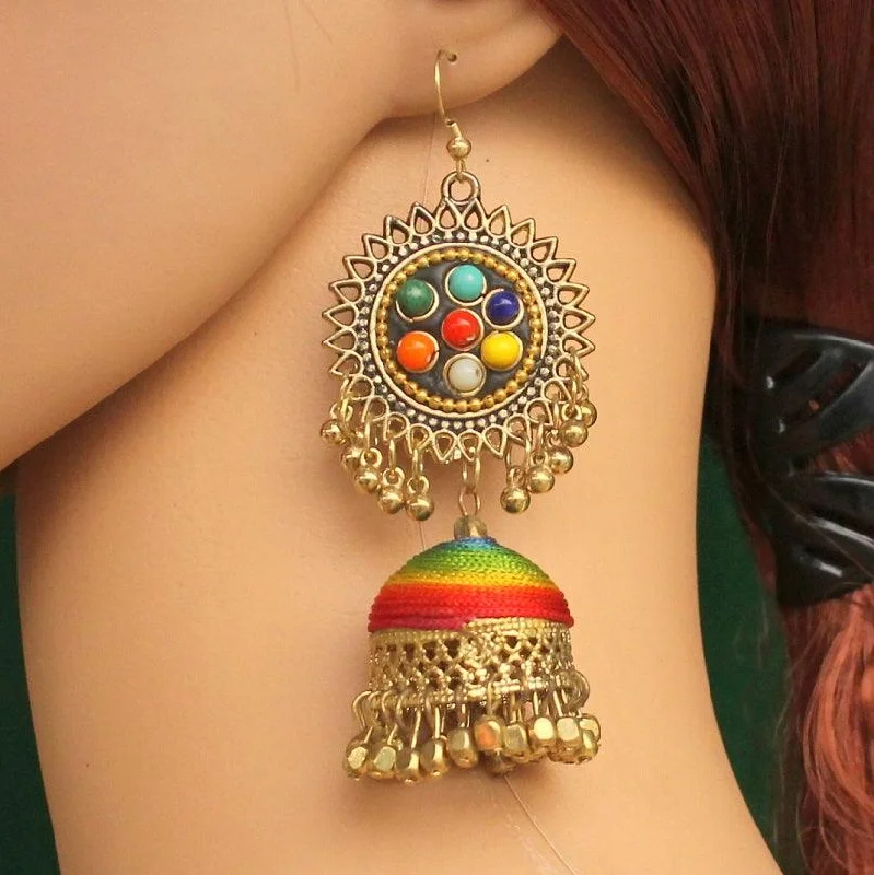 Geometric earrings for modern style -Multicolor Afghani Jhumki Earrings