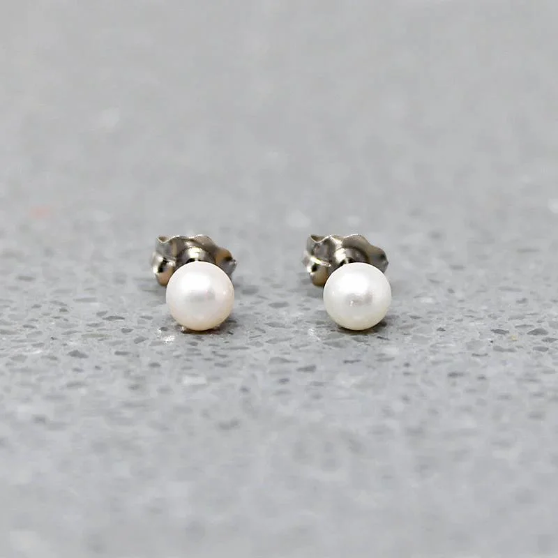 Simple pearl earrings for delicate elegance -Petite Cultured Pearl Studs in 14k Gold