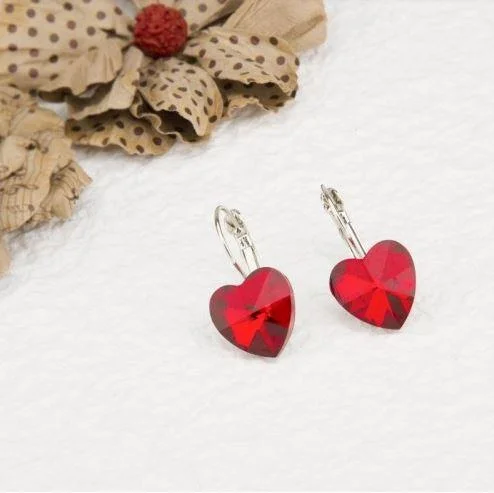 Elegant gemstone earrings for refined taste -Platinum Plated Heart Shape Crystal Clip-On Earrings