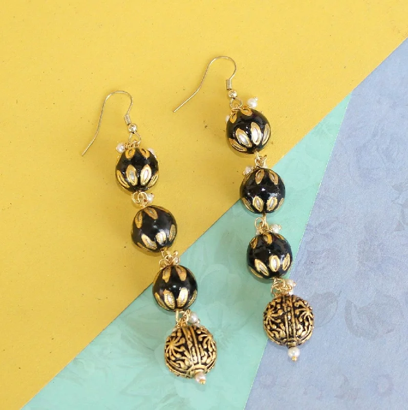 Bold statement earrings for modern fashion -Preet Meenakari Beaded Earrings