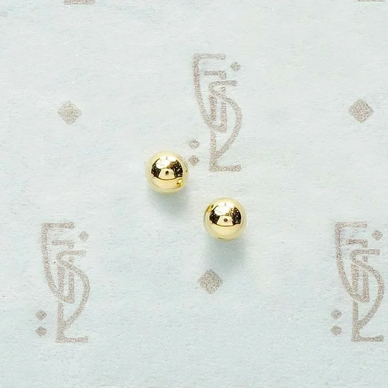 Luxury drop earrings with diamonds -Recycled 14k Gold 3mm Ball Stud Earrings