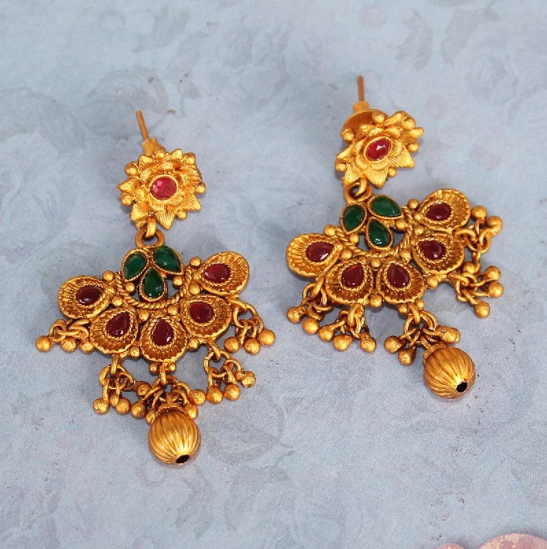 Trendy hoop earrings for stylish women -Sanskriti Temple Matte Earring