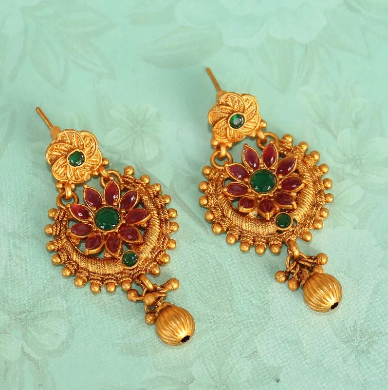 Fashionable ear cuffs with diamonds for chic looks -Sanskriti Temple Matte Earring