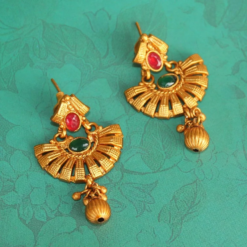 Vintage inspired crystal earrings for timeless beauty -Sanskriti Temple Matte Earring