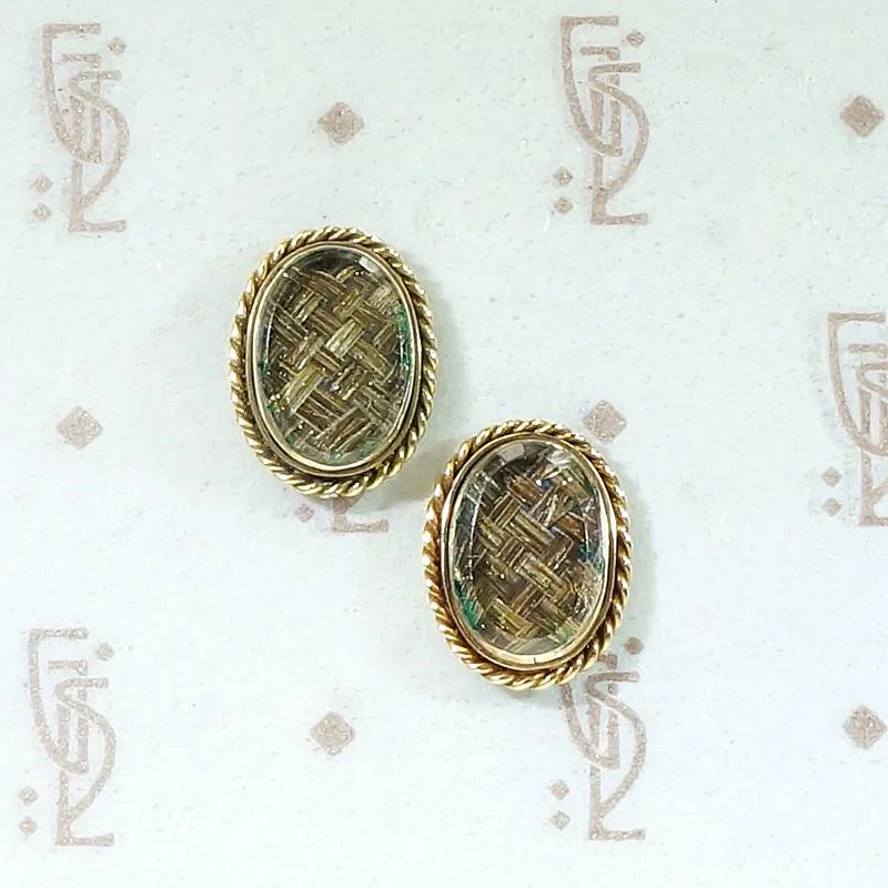 Fashion-forward ear cuffs for trendy looks -Sentimental Victorian Woven Hair Stud Earrings