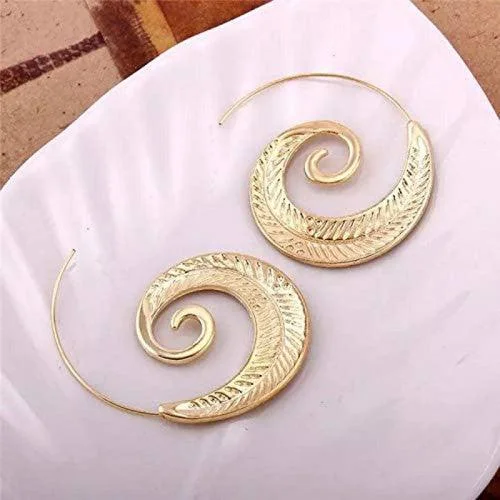 Pearl drop earrings for elegant evening wear -Spiral Gold Plated Circular Drop Earrings