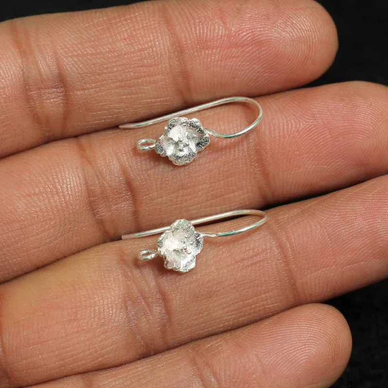 Chic silver drop earrings for a refined look -92.5 Sterling Silver Earring Wires with Large Flower 22x20mm