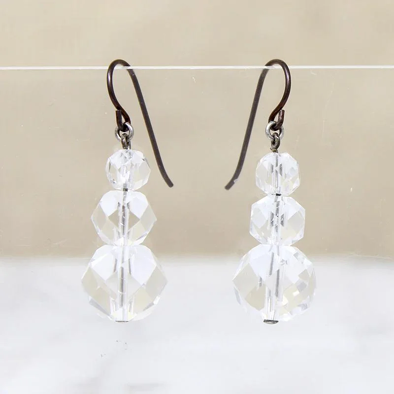 Geometric silver earrings for edgy fashion -Sweet & Sparkly Art Deco Crystal Earrings