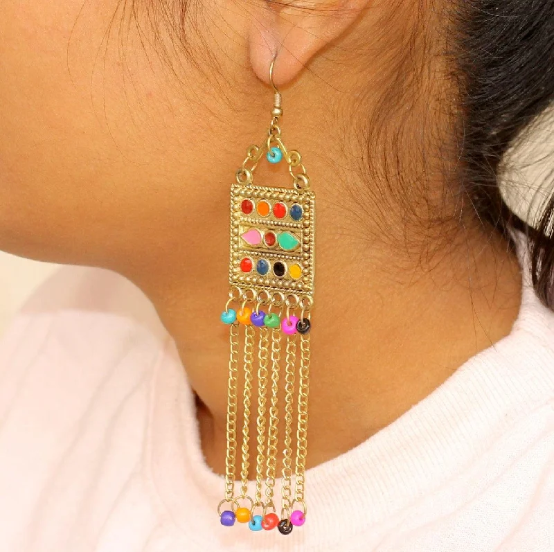 Chic long silver earrings for sophisticated looks -Tassel Earring Golden