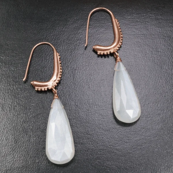 Swarovski crystal earrings for extra sparkle -The Mughal Earring with Moonstone Drops by brunet