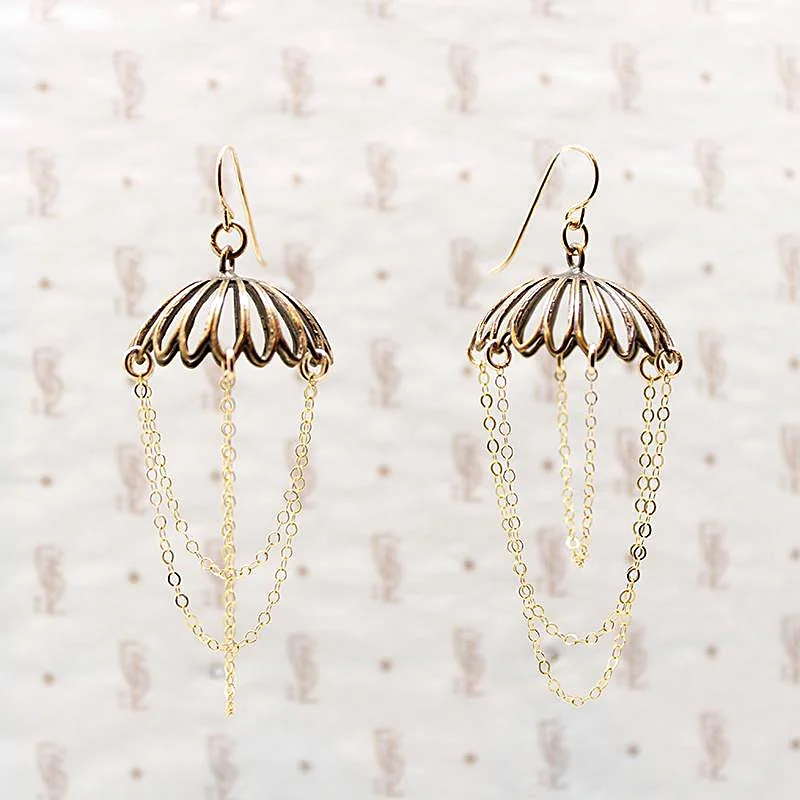 Silver drop earrings for versatile fashion -Vintage Brass Chandelier Earrings by Brin